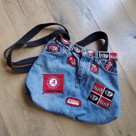 Alabama Crimson Tide Patches Jeans And Denim Purse Bag Shoulder Bag Handmade - Picture 1 of 10